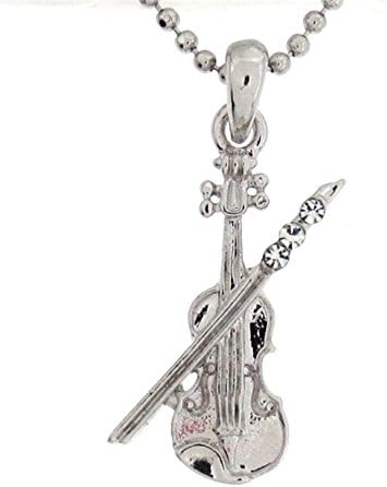 New Violin and Bow Pendant Charm Necklace