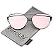 zeroUV Oversize Metal Frame Thin Temple Color Mirror Flat Lens Aviator Sunglasses 62mm (Black/Pink Mirror)