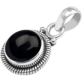 Avicrafts Gemstone 925 Sterling Silver Pendant Necklace For Women Girls- Natural Gemstone Solitaire Handmade Pendant