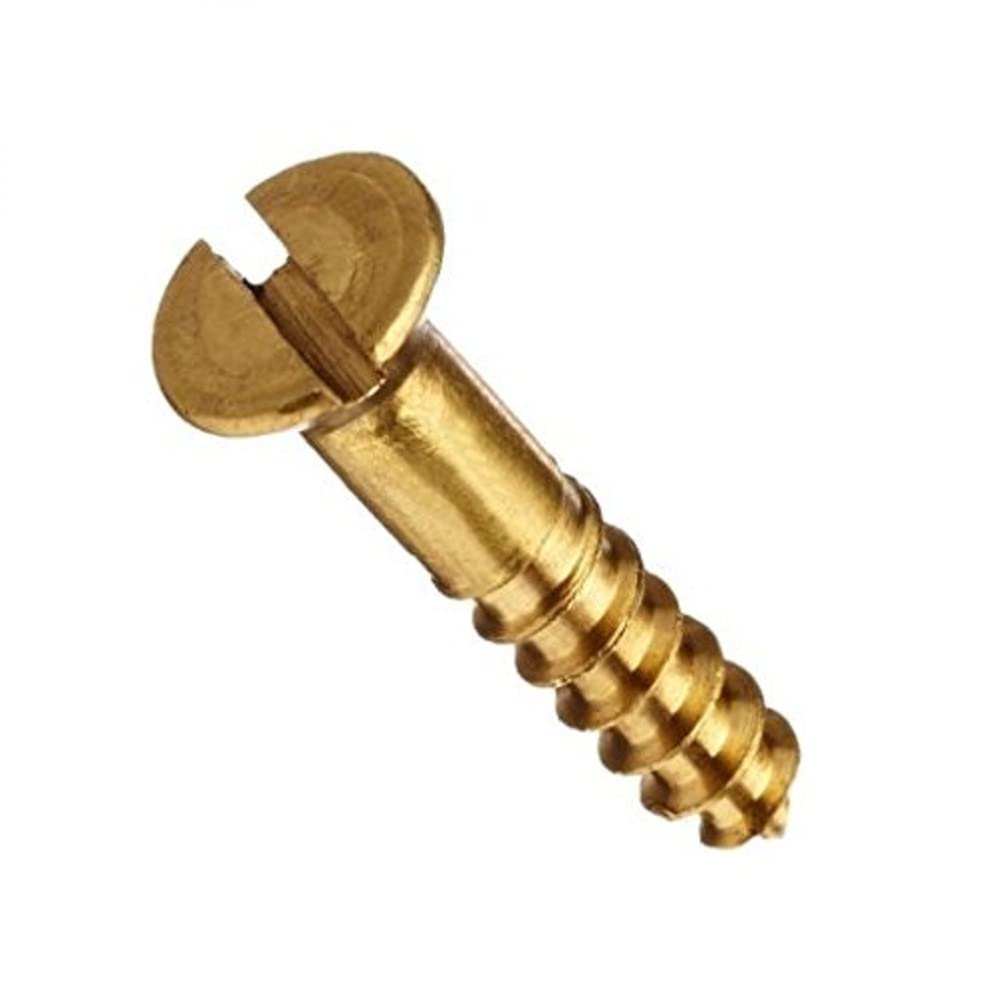 Merriway BH03547 (100 Pcs) 1.1/4-Inch x 8 mm Brassed Slotted CSK Steel Screw - Pack of 100 Pieces