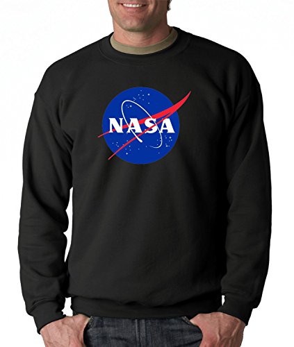 PateelNASA Meatball Logo Sweatshirt Space Shuttle Rocket Science Geek (Large, Black)