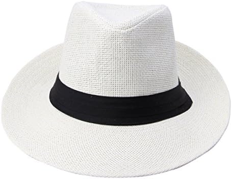 AIRLY Unisex Summer Porkpie Straw Fedora Hats Beach Sun Cap