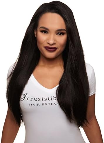 IRRESISTIBLE ME 1 piece Clip in Hair Extensions Natural Black (Color #1b) - 100% Human Remy (Remi) Hair clip ins – Straight 1 Weft Set Clips - Signature Quad Weft - 20 Inches 80 grams (quad-1b-20-80)