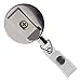Heavy Duty Badge Reel with Metal Cord and Belt Clip - All Metal Retractable ID Holder with Steel Wire Cable - Industrial Black & Chrome Finish - Key, Name Card Holders by Specialist ID