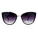 SA106 Runway Fashion Metal Bridge Trim Oversized Cat Eye Sunglasses Black Silver