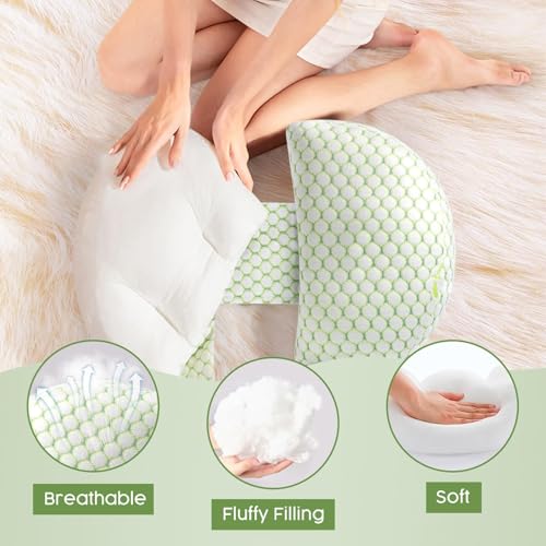 Pregnancy Pillow for Sleeping, Body Pillow for Side Sleeper Adjustable Portable with Removable Washable Cover, Pillow for Pregnant Women Support for Back Hips Legs(Green)