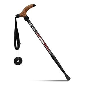 KRY Bergstok/wandelstok, T-vormige handgreep, intrekbaar, van luchtvaart-aluminiumlegering, verstelbare telescoopstang…