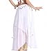 ZLTdream Women's Belly Dance Chiffon Skirt With Coins White, One Size