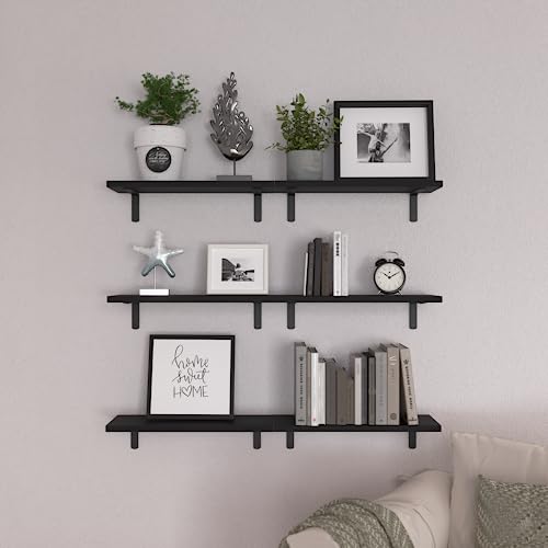 WOPITUES Floating Shelves Set Of 6, Wood Floating Shelves Wall Mounted