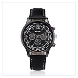 Auwer Luxury Watch, 2019 Mens Retro Design Leather Band Analog Alloy Quartz Wrist Watch Clock (Black)