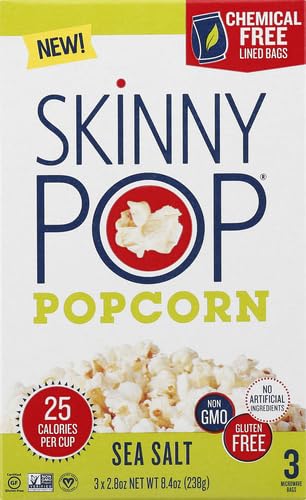 SKINNYPOP SEA SALT MICROWAVE POPCORN BAGS, 2.8 OZ (PACK OF 3)