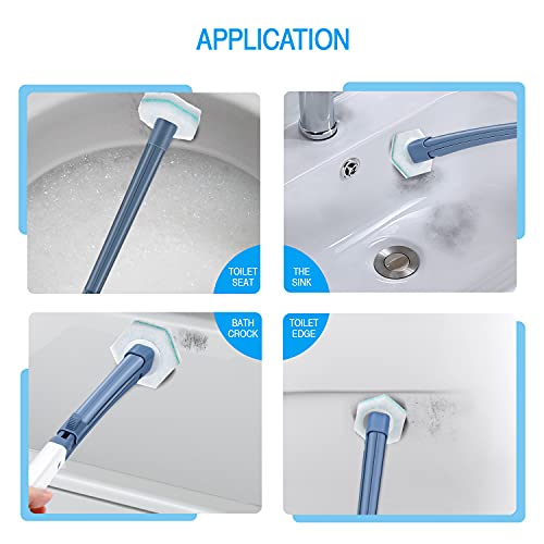LEPO Toilet Brush Wand, 8PCS Disposable Toilet Wand Refills, Toilet Scrubber Starter Kit with 8PCS Disposable Toilet Brush Sponges for Bathroom Toilet