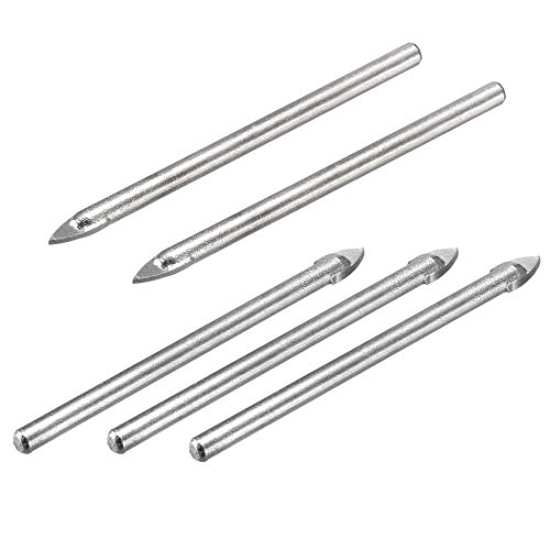 uxcell Drill Bit 4mm for Brick,Glass,Masonry,Tile and Wood,Sliver Tone, Pack of 5