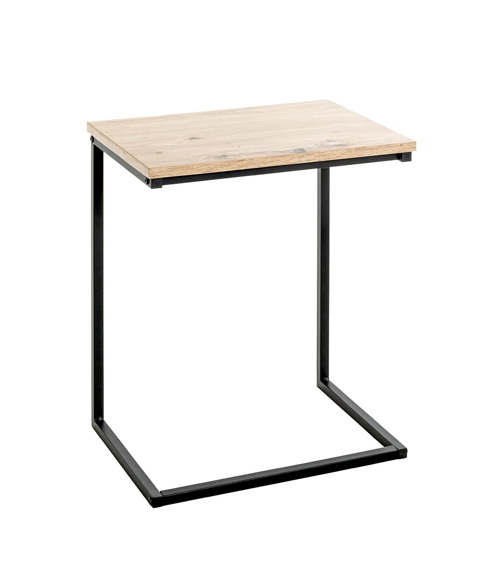 HAKU End Table light oak, black, MDF, Metal - Dim.: W 40 x H 50 x D 30 cm, Style: Modern