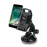 Okitry Car Phone Mount Holder for Windshield and Dashboard Adjustable Viewing Angle with One-button Release for iPhone 7s 6s Plus 6s 5s 5c Samsung Galaxy S8 Edge S7 S6 Note 5, Black