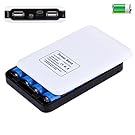 PULUZ DIY Plastic 4x18650 Portable Power Bank Case External Backup Battery Shell Travel Pack Charger Box High-efficiency - Dual USB Ports - Heat Dissipation Hole for iPhone Samsung iPad (White+Black)