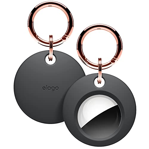 elago Basic Case Keychain Compatible with AirTag - Keys, Backpacks, Purses, Golf Rangefinders, Slim and Simple Design, Scratch-Free,Premium Silicone, Safe for Kids and Pets [Dark Gray]- 1PC