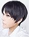 ANOGOL Wig Cap+ Black Short Cosplay Wig Synthetic Wig Black Cosplay Wig for Cosplay Short Wig With Middle Part Wig for Party Costume Wig for Halloween