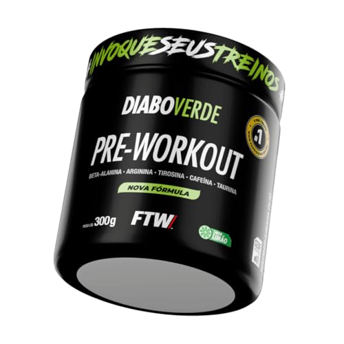 Pré Treino Pre Workout DIABO VERDE Pote 300g Sabor Limão FTW - Suplemento Com Cafeína, Aminoácidos Beta‑Alanina e Arginina para Treinos e Atividades Físicas