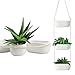 Rectangular Hanging Planter, 3-Tier Hanging Plant Pot, Rustic Hanging Planters for Outdoor Plants, Ceramic Hanging Pot Planter for Indoor & Outdoor, White Hanging Planter Basket, Triple Plant Hanger