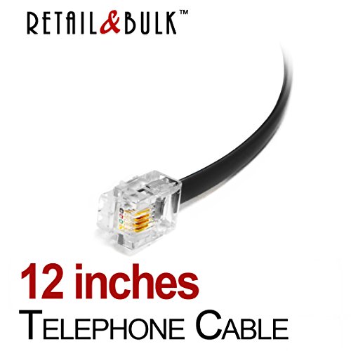 image for RetailAndBulk 12 Inch Premium Quality Telephone Cable, RJ11 Male to Ma