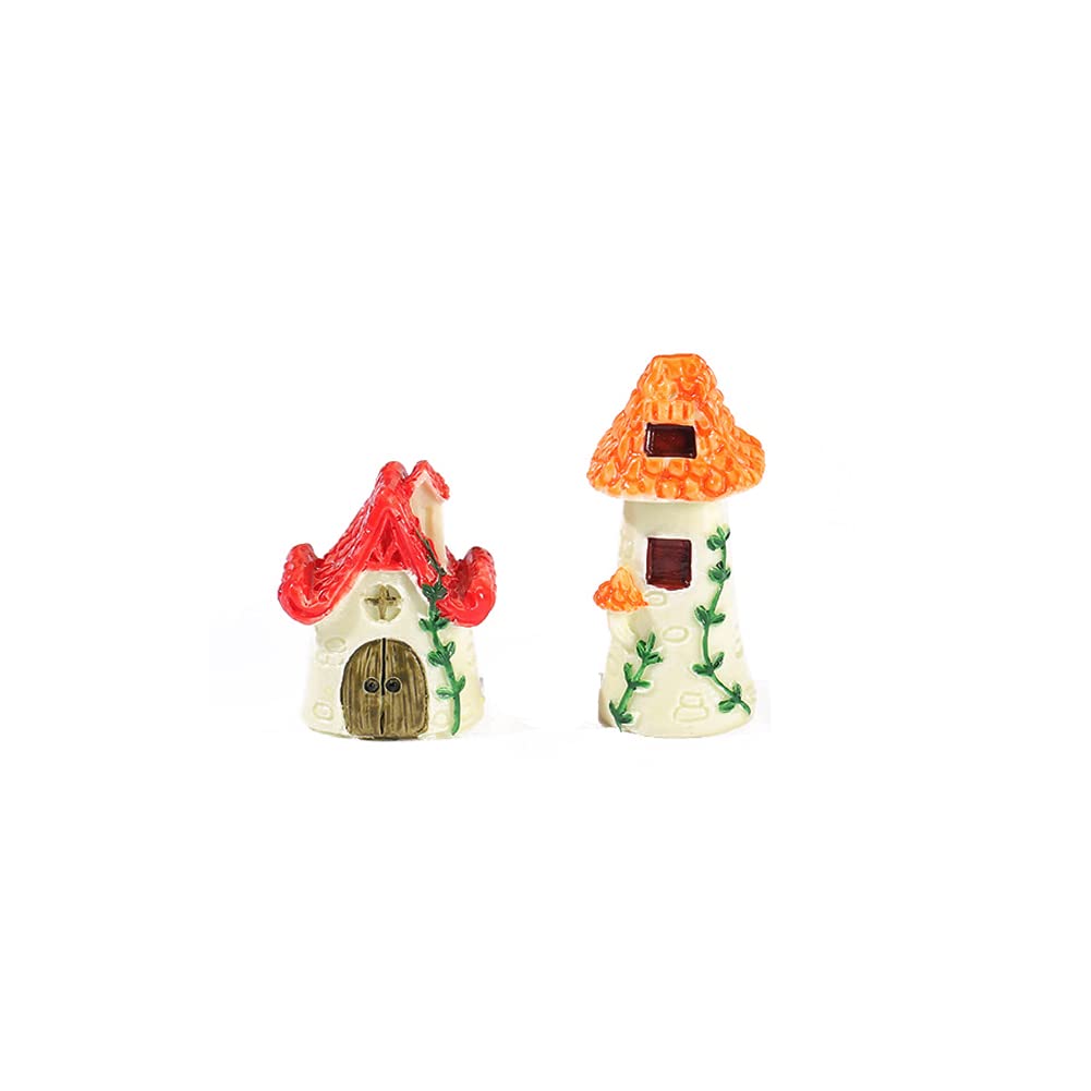ARFUKA Cute Mini Resin Mushroom House Ornaments Charming Garden & Yard Decor Outdoor Lawn Figures for Landscape, Patio & Fairy Garden Decor Pack of 2