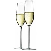 NutriChef Kitchen 9 Ounce Champagne Flutes Set of 2, Hand Blown, Crystal Clear Champagne Glasses for Parties, Weddings Party, New Year, Christmas and Toasting