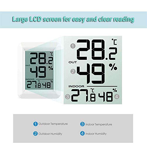 Weather Thermometer Indoor,MeiLiio Digital LCD Wireless Weather Thermometer Hygrometer Station Indoor Outdoor Monitor with Transmitter for Home and Office