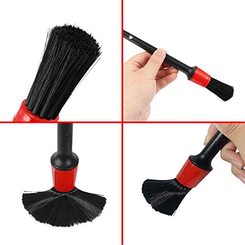 Manfiter Detail Brush (Set of 6), Auto Detailing Brush Set with a Car Wash Mitt for Car Motorcycle Automotive Cleaning Wheels, Dashboard, Interior, Exterior, Leather, Air Vents, Emblems