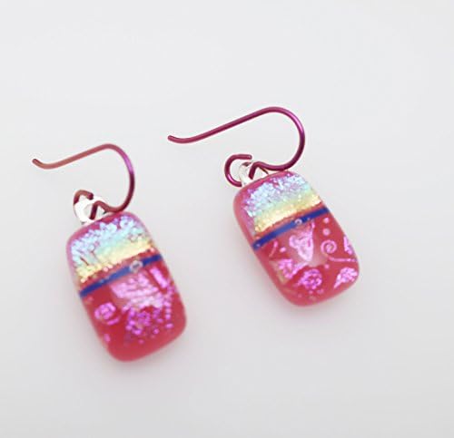 McCray StudiosModern Boho Fused Dichroic Glass Niobium Earrings Lavender Rainbow N372
