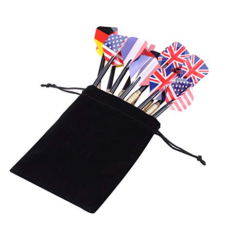 NuLink 12 Pcs Tip Darts, National Flag Flights (4 Styles), Stainless Steel Needle Tip Dart with Extra 3 PVC Dart Rods