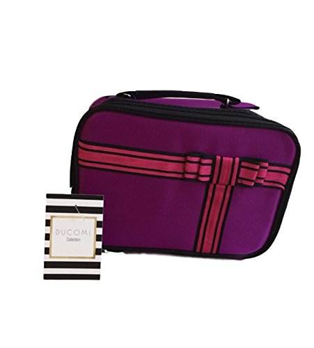 Ducomi® Khloe - Beauty Case in Nylon per Matite, Pennelli, Rossetti e Cosmetici - Astuccio per Trucchi con Tasca e Specchietto Interno - 23 x 16 x 10 cm (Purple)