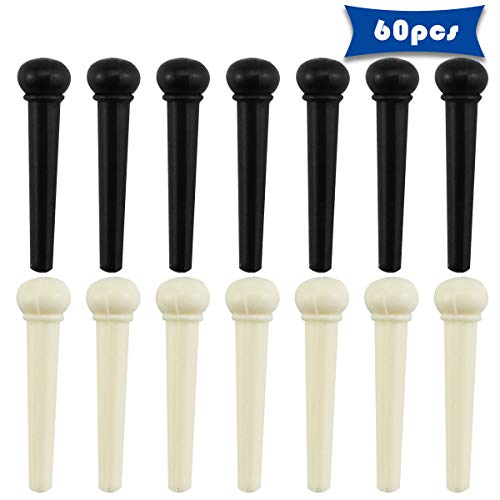 Oopsu 60 PCS Plastic Acoustic Guitar Bridge Pins String Peg Guitar Parts Replacement Pack, Black and Ivory - Thumbnail 6