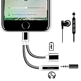 2 in 1 iphone 7 adapter, Ablerv Lightning Adapter and Charger Cable Lightning to 3.5mm Aux Headphone Jack Audio Adapter for iphone 7 / 7 plus - Black