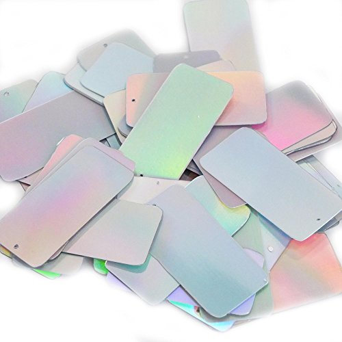 Silver Lazersheen Reflective Metallic Rectangle Long 1.5
