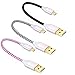 Micro USB Cord, Eversame 3-Pack 1Ft 30CM Short Nylon Braided Micro USB Data Sync Charger Cable For Samsung Galaxy S4/Tab 4/Note 4, HTC One X, LG G Stylo (Black White Pink)