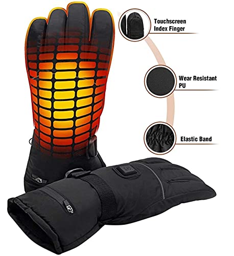 YGGKY Electric Battery Heated Gloves for Men Women, Winter Waterproof Touchscreen Thermal Insulated Heated Gloves Ski Bike Motorcycle Warm Gloves for Climbing Hiking Skiing