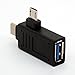 BSHTU 2-in-1 Micro USB 3.0 & 2.0 Type C OTG Adapter, USB-C Male Micro USB Male to USB-A 3.0 Female Converter On The Go for Android Google Nexus Samsung Galaxy Note ect. (90 Degree)