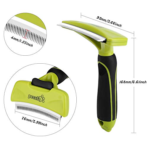 Pecute Hundekämme Fellpflege Kamm Klingekamm Entfilzungsmesser Fell-Entwirrer Haarentfernung Pflegebürste mit Selbstreinigung Pelzentferner Taste und Gekrümmte Klinge für lange und kurze Haare --- 100 mm Klingen / 76 mm Klilnge