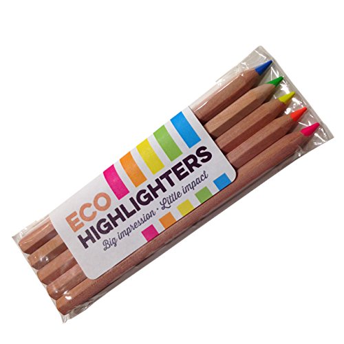 Eco Highlighter Pencils - Set of 5 Colors - Will Not Bleed or Dry Out - Thumbnail 2