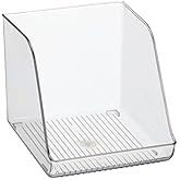 mDesign Tall Plastic Water Bottle Stackable Storage Organization Bin with Open Front for Kitchen Refrigerator, Freezer, Pantry, Holds 12 Bottled Drinks/Beverages, Ligne Collection, Clear