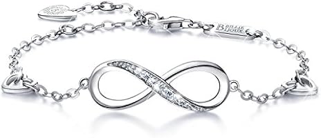 925 Argent fin Bracelet infini - Billie Bijoux damour sans fin Symbole Bracelet réglable avec charme pour Femme la fête des mères