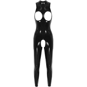 YIYELIY Women's Sexy Leather Bodysuit Tank Top One-piece sleeveless Jumpsuit,Wetlook Latex Leotard Catsuit Lingerie