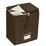 Champagne Flute Glass Goblets Deluxe Storage Chest - Holds 6 Stemware Glasses - Quilted Microfiber - Protect Your Valuable Glassware from Dings, Scratches And Cracks -Brown -11