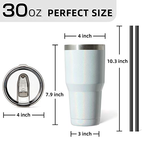Zibtes 30oz Insulated Tumbler With Lids and Straws, Stainless Steel