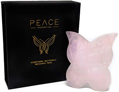 Rose Quartz Gua Sha Butterfly Scraping Massage Tool, Gua Sha Tool for Face + Body Massage, 100% Natural Gua Sha Rose Quartz Stone, 3 Unique Sides for Multiple Benefits, Rose Quartz Butterfly