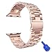 Creazy Stainless Steel Strap Watch Band+Adapter+Case Cover for Apple Watch 38mm (Rose Gold)
