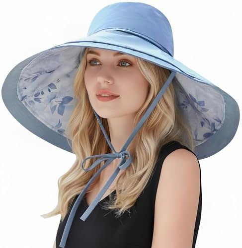 Reversible Floral Sun Hats UV Protection UPF Packable Wide  display picture 2