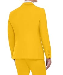 WOMS Men's 3 Piece Slim Fit Suit Yellow Wedding