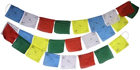 Tibetan Buddhist Prayer Flags Outdoor Cotton 10x10 Flag Roll of 25 from Nepal (Extra Long Windhorse Design)